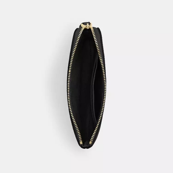 Coach Wristlet Black Zip-Top With Gold Zipper - Picture 2 of 8